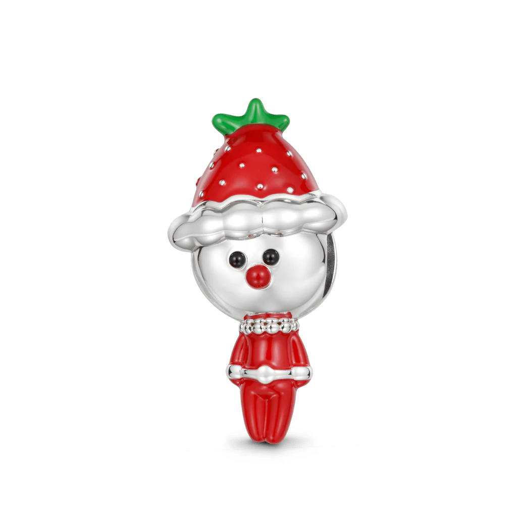 Gnoce Christmas Strawberry Doll Charm Platinum-plated Silver Blend