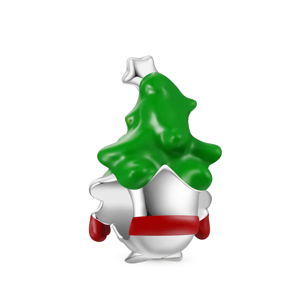 Gnoce Christmas Tree Gnome Charm Platinum-plated Silver Blend - Image 2
