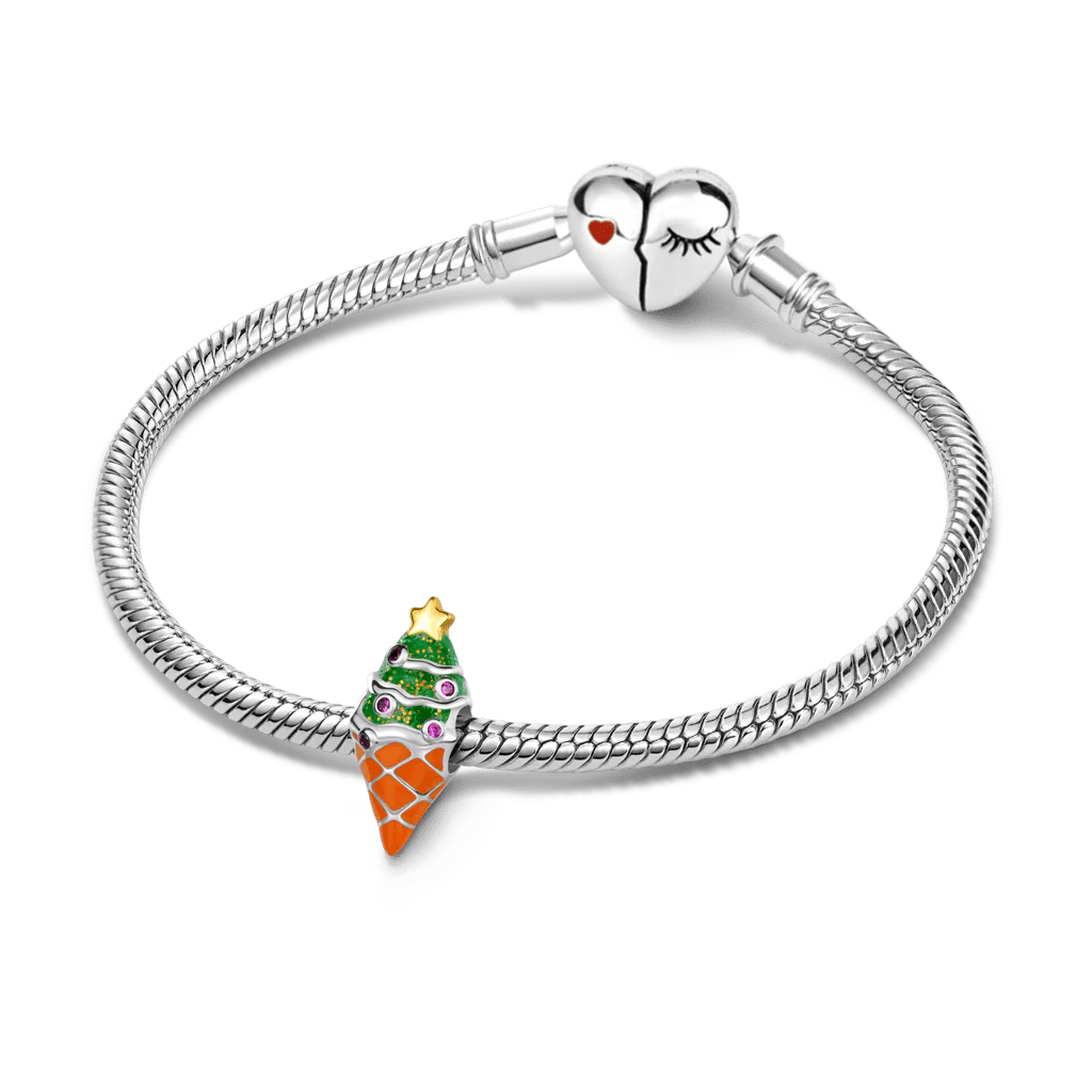 Gnoce Christmas Tree Ice Cream Charm Platinum-plated Silver Blend - Image 3