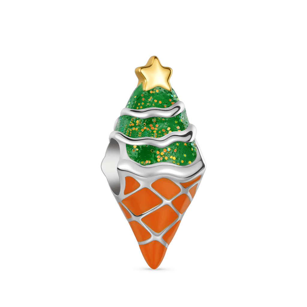 Gnoce Christmas Tree Ice Cream Charm Platinum-plated Silver Blend - Image 5
