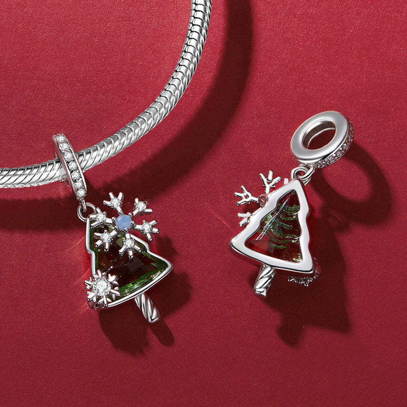 Gnoce Snowing Christmas Tree Pendant Dangle Charm - Image 2