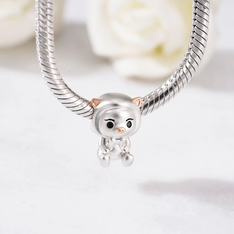 Gnoce Chubby Pig Animal Charm Platinum-plated Silver Blend - Image 3