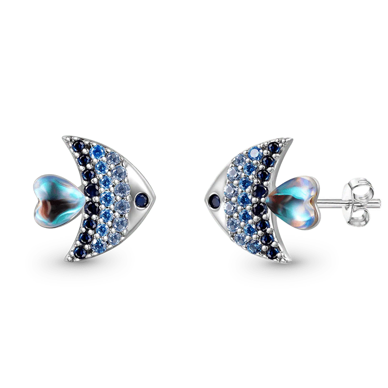 Gnoce Shinning Fish stud Earrings Platinum-plated Silver Blend - Image 2