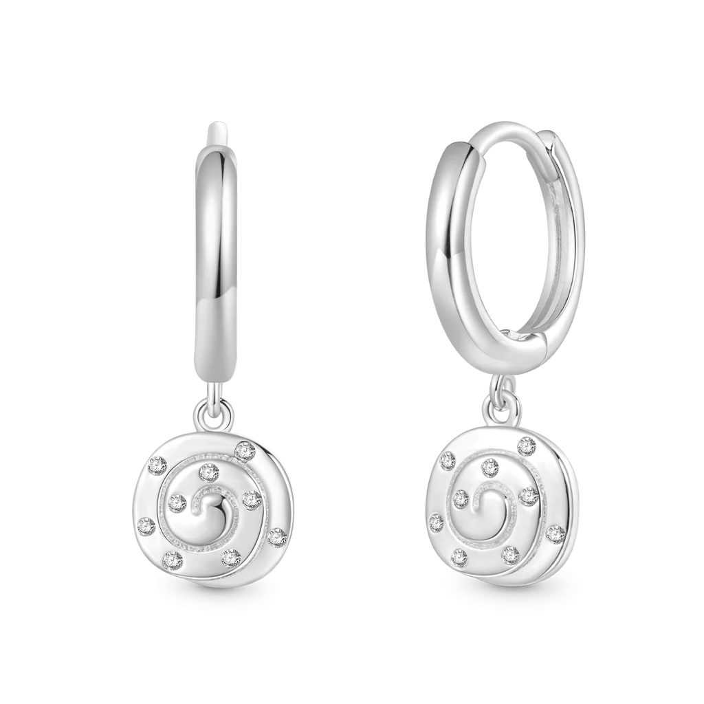 Gnoce Cinnamon Bun Hoop Earrings Platinum-plated Silver Blend