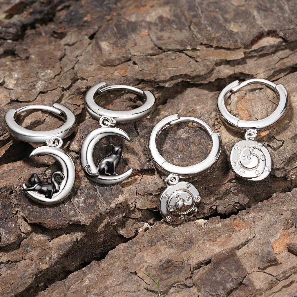 Gnoce Cinnamon Bun Hoop Earrings Platinum-plated Silver Blend - Image 3