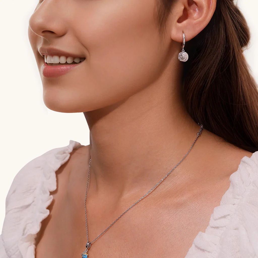 Gnoce Cinnamon Bun Hoop Earrings Platinum-plated Silver Blend - Image 4