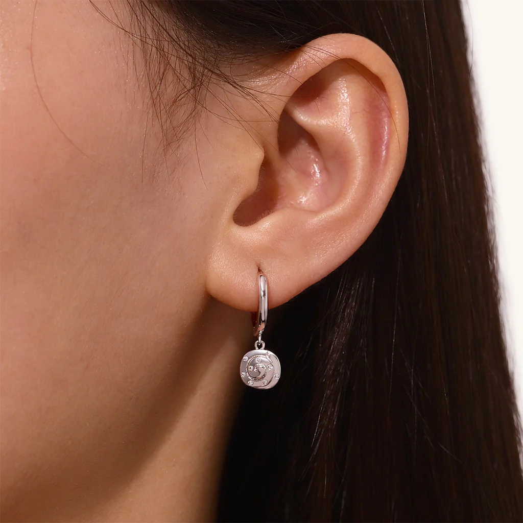 Gnoce Cinnamon Bun Hoop Earrings Platinum-plated Silver Blend - Image 5