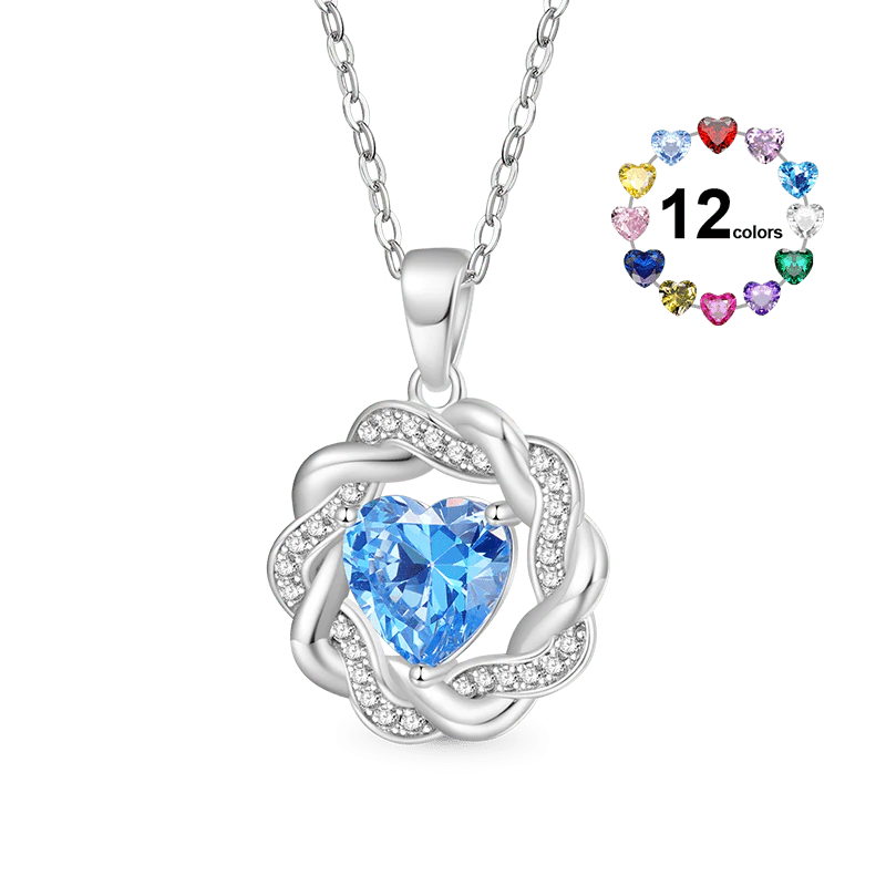 Gnoce Circle of Gratitude Diamond Heart Birthstone Necklace