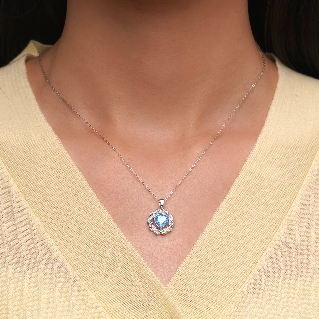 Gnoce Circle of Gratitude Diamond Heart Birthstone Necklace - Image 4