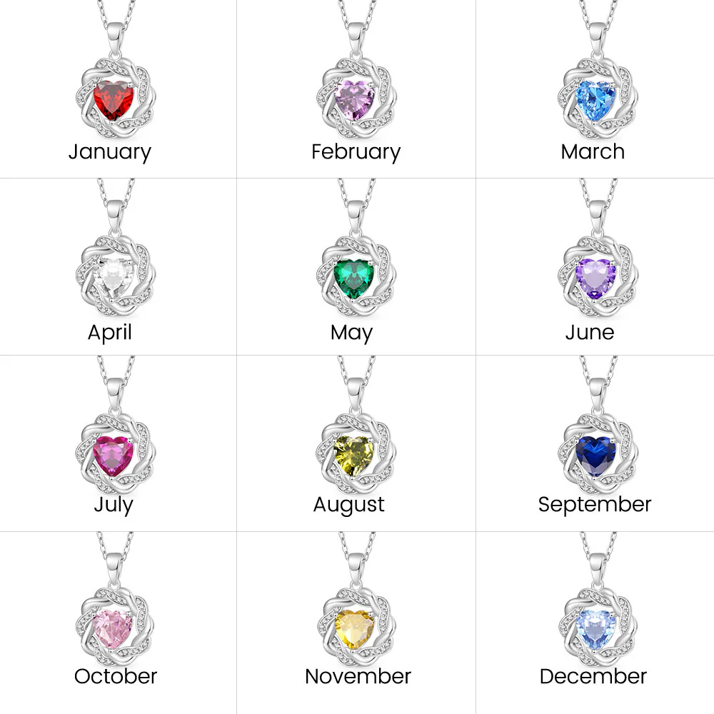 Gnoce Circle of Gratitude Diamond Heart Birthstone Necklace - Image 5