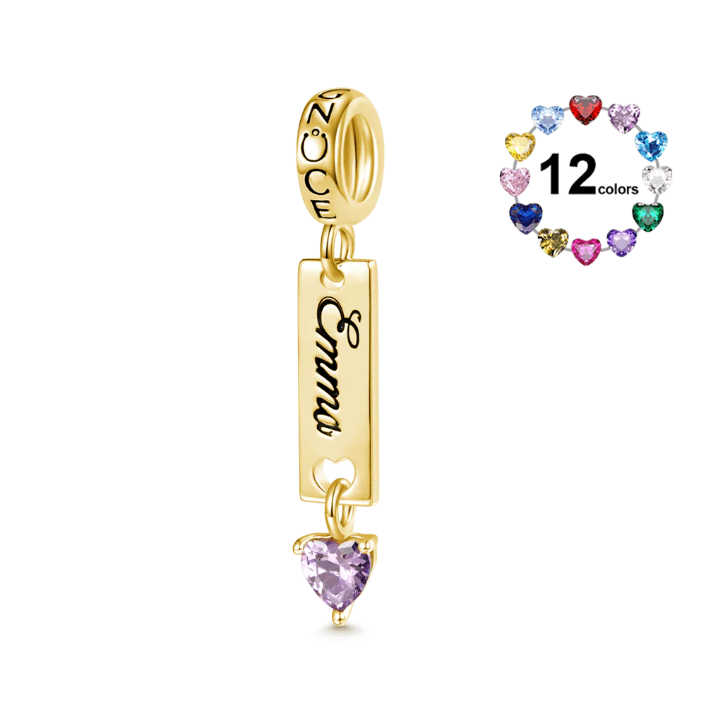 Gnoce Bar Birthstone Charm Platinum-plated Silver Blend