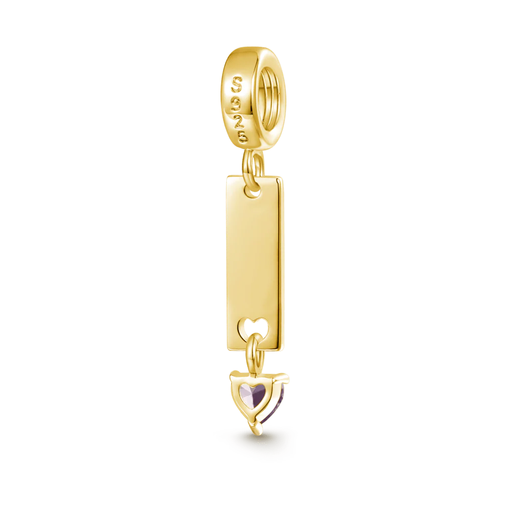 Gnoce Bar Birthstone Charm Platinum-plated Silver Blend - Image 2