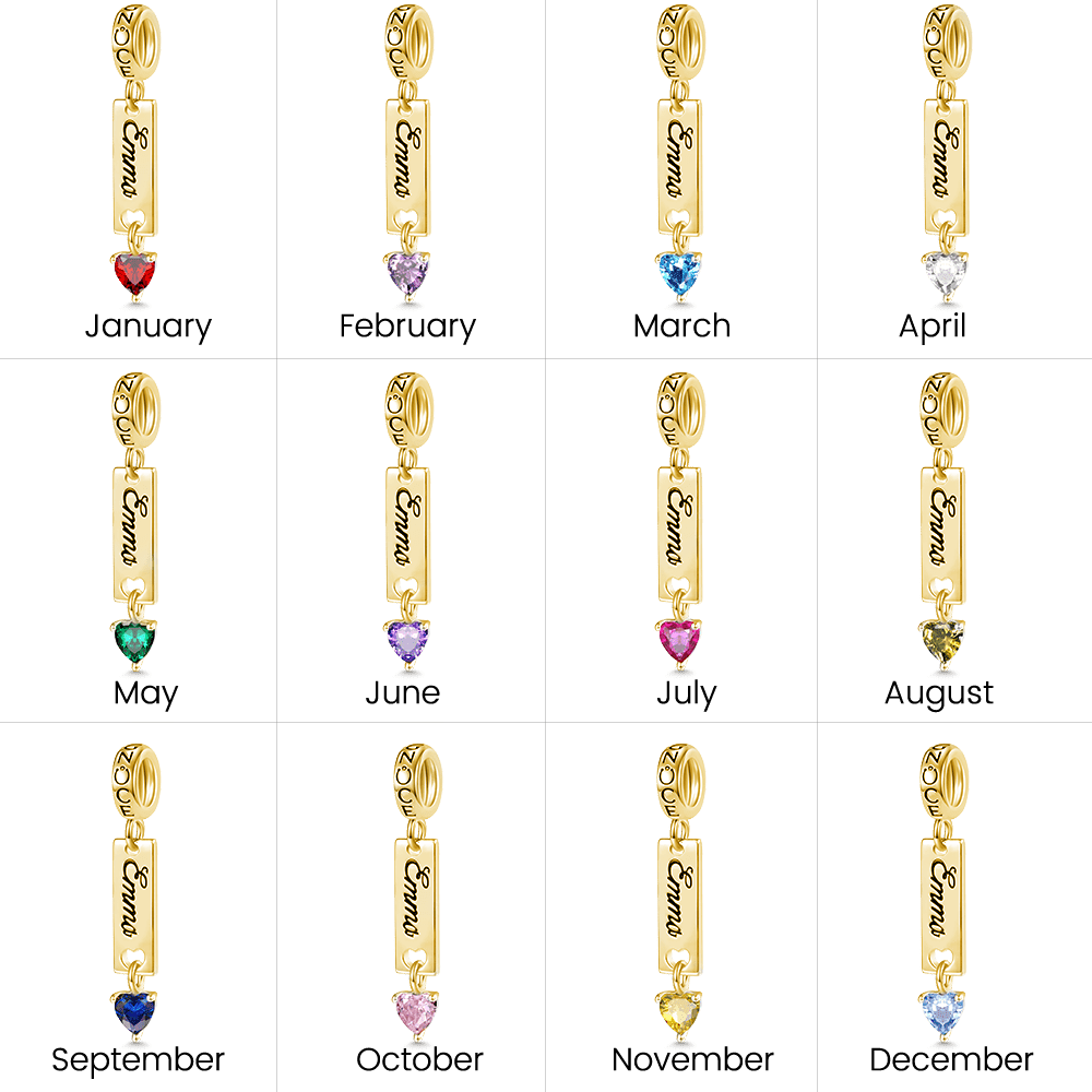 Gnoce Bar Birthstone Charm Platinum-plated Silver Blend - Image 3