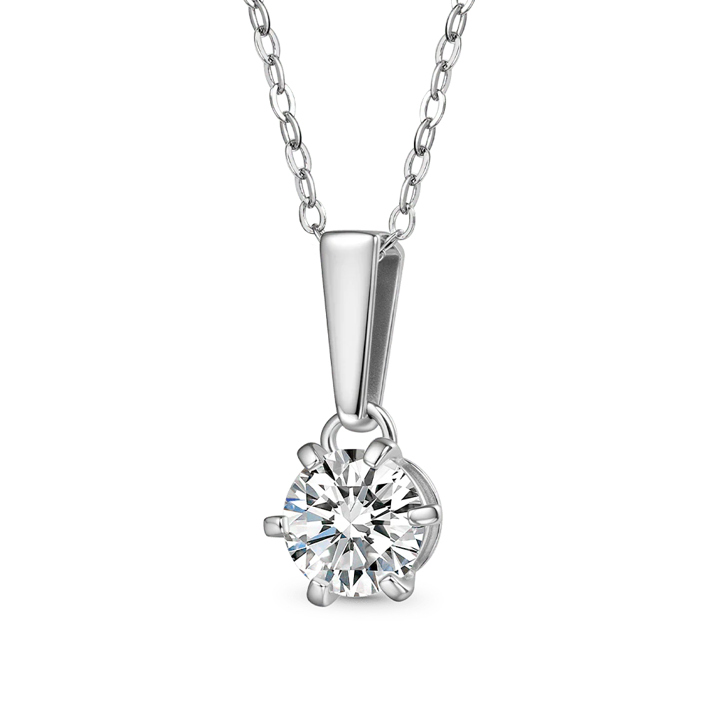 Gnoce Moissanite Drop Solitaire Necklace Platinum-plated Silver Blend