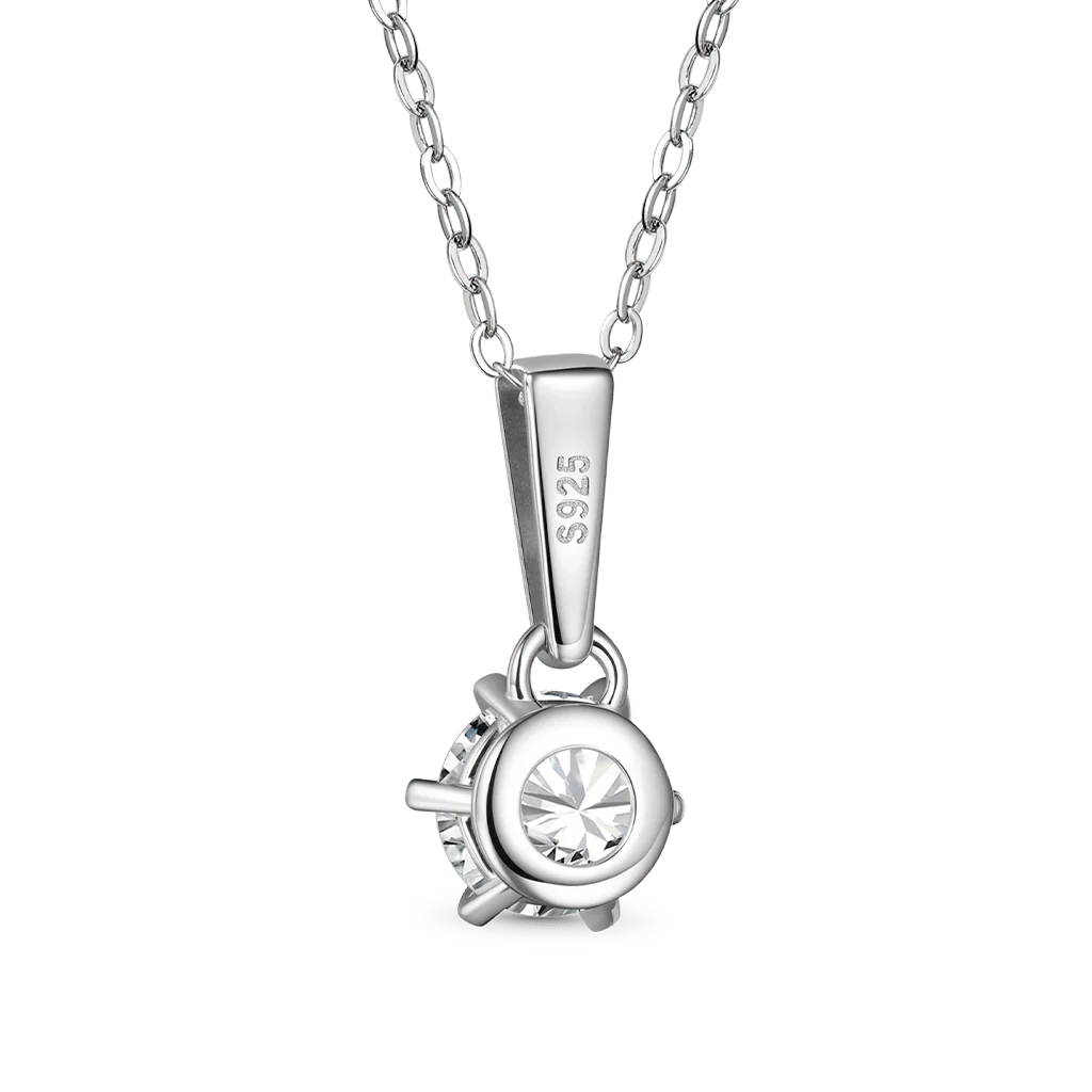Gnoce Moissanite Drop Solitaire Necklace Platinum-plated Silver Blend - Image 2