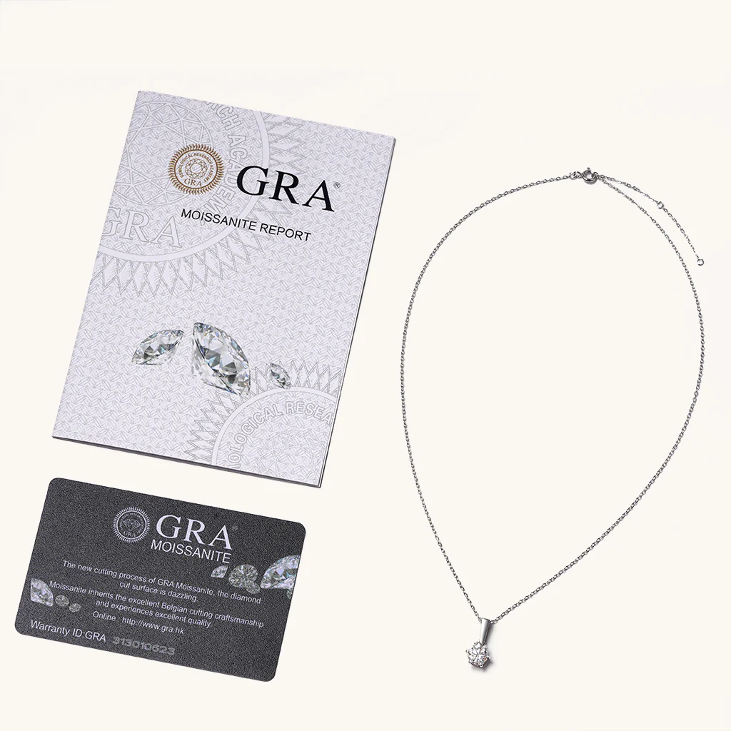 Gnoce Moissanite Drop Solitaire Necklace Platinum-plated Silver Blend - Image 3