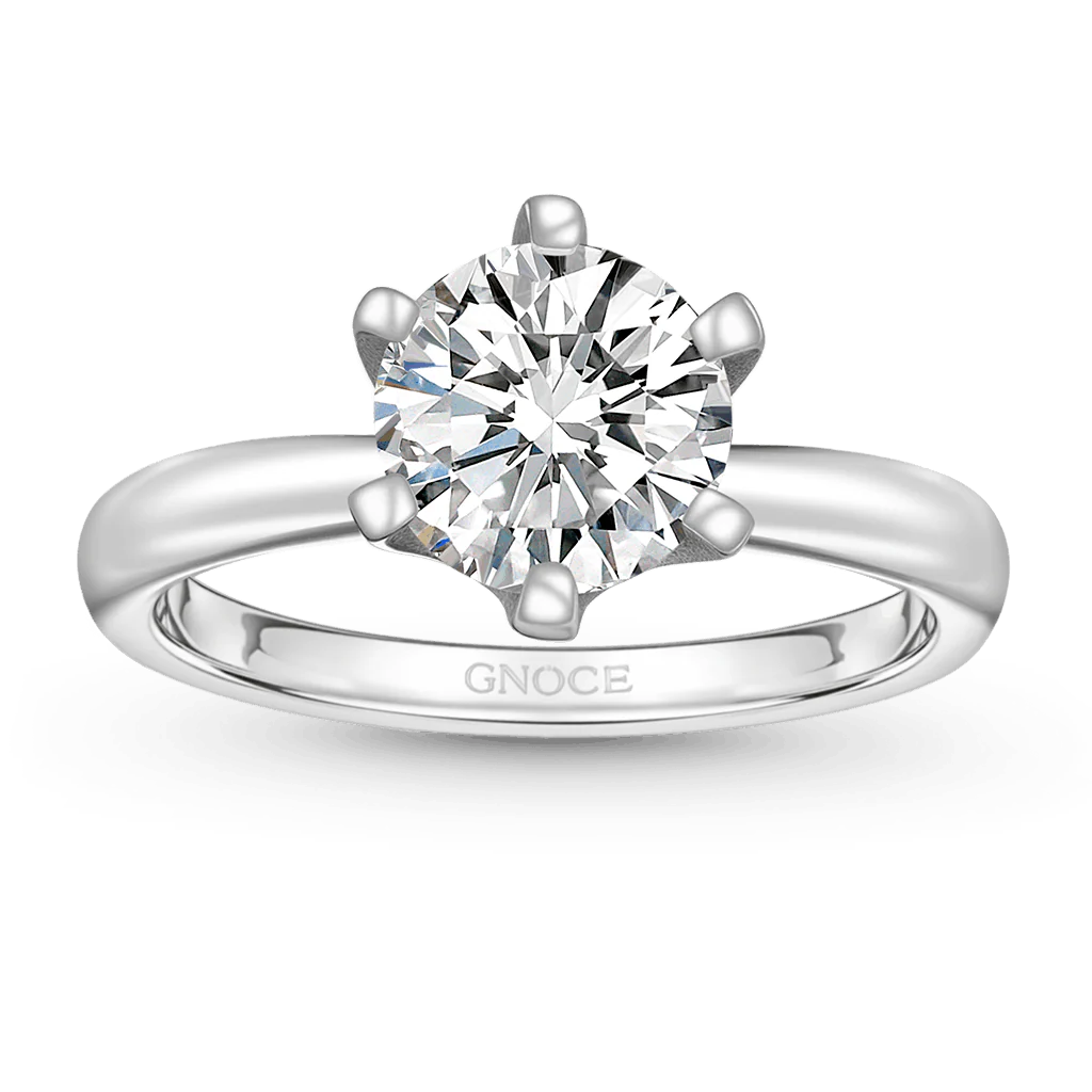 Gnoce 2CT Round Halo Moissanite Ring Platinum-plated Silver Blend