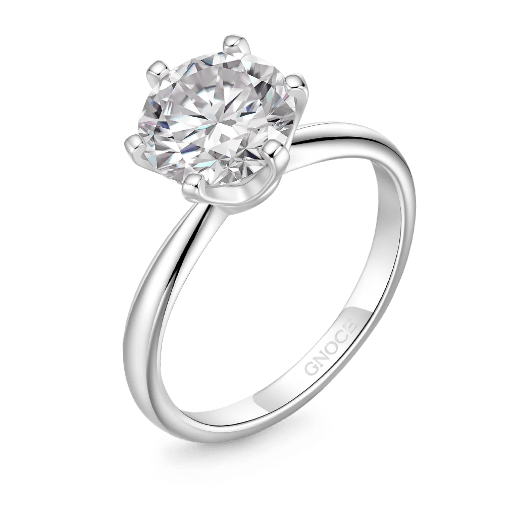 Gnoce 2CT Round Halo Moissanite Ring Platinum-plated Silver Blend - Image 2