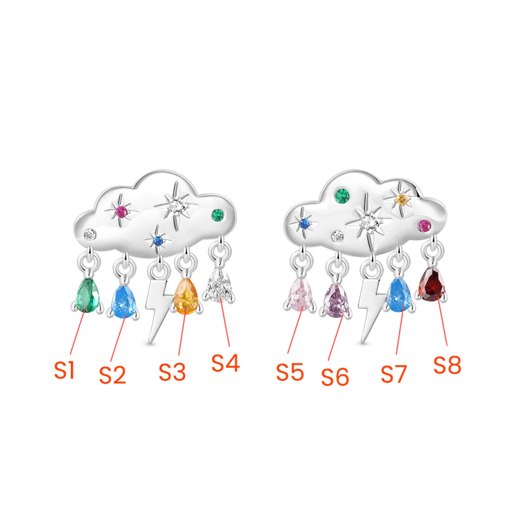 Gnoce Cloud Raindrop Birthstone Stud Earrings - Image 2