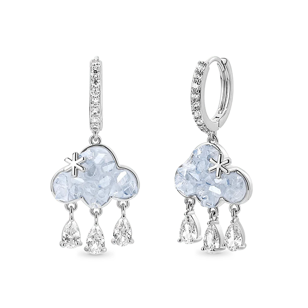 Gnoce Blue Cloud Tassel Stud Earrings