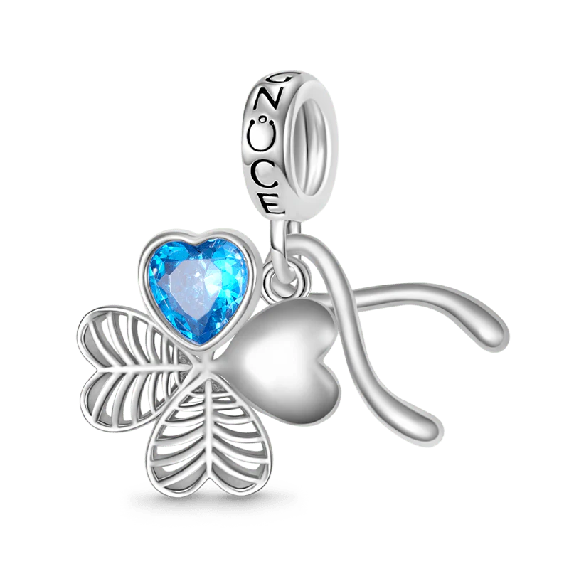 Gnoce Lucky Cloverleaf & Wishbone Charm Platinum-plated Silver Blend