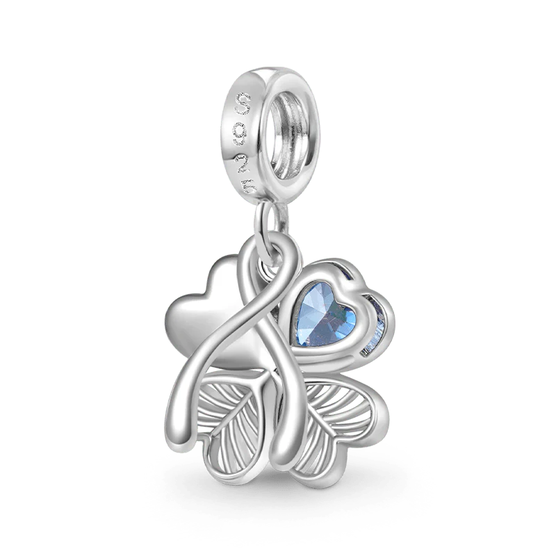 Gnoce Lucky Cloverleaf & Wishbone Charm Platinum-plated Silver Blend - Image 2