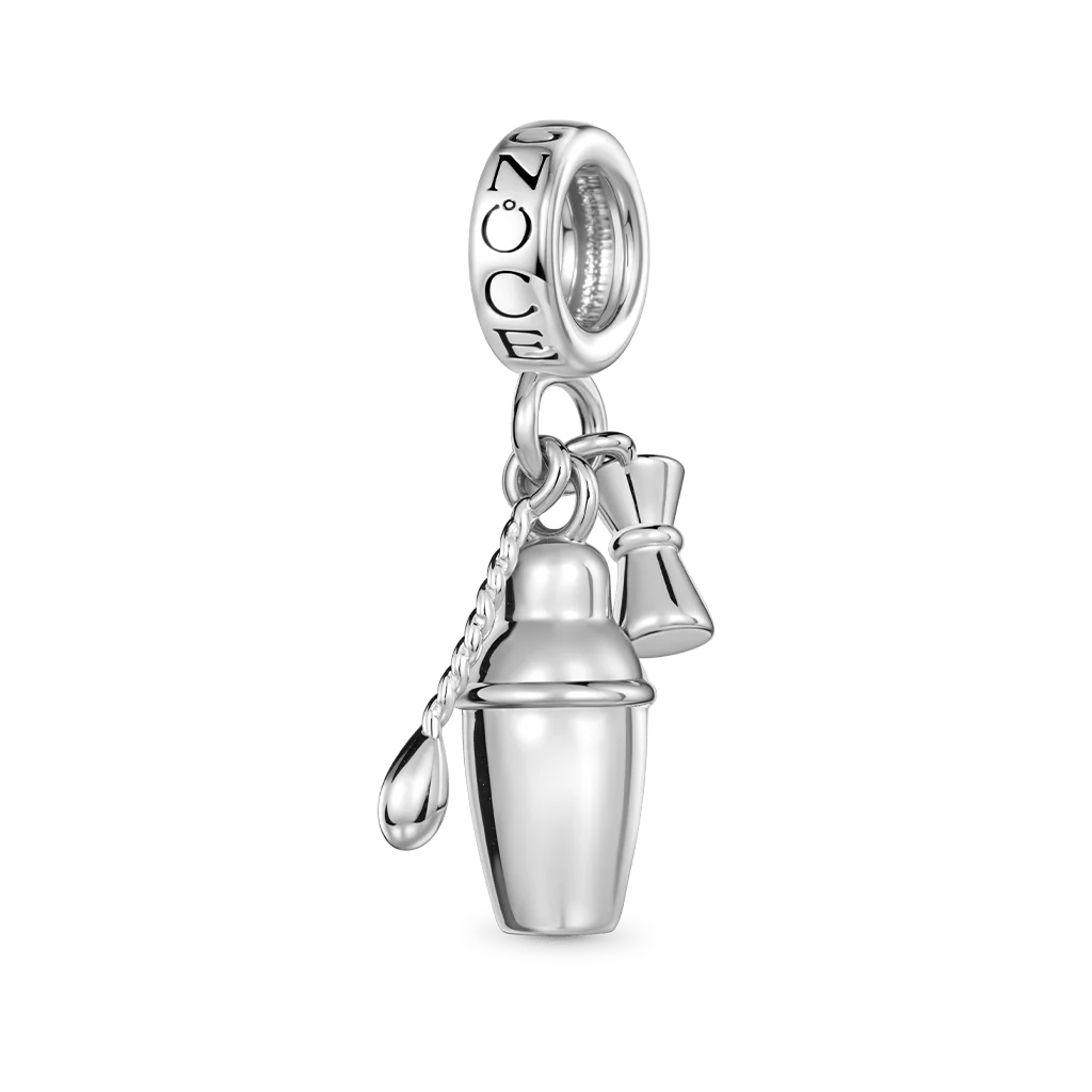 Gnoce Cocktail Shaker Suit Charm Platinum-plated Silver Blend