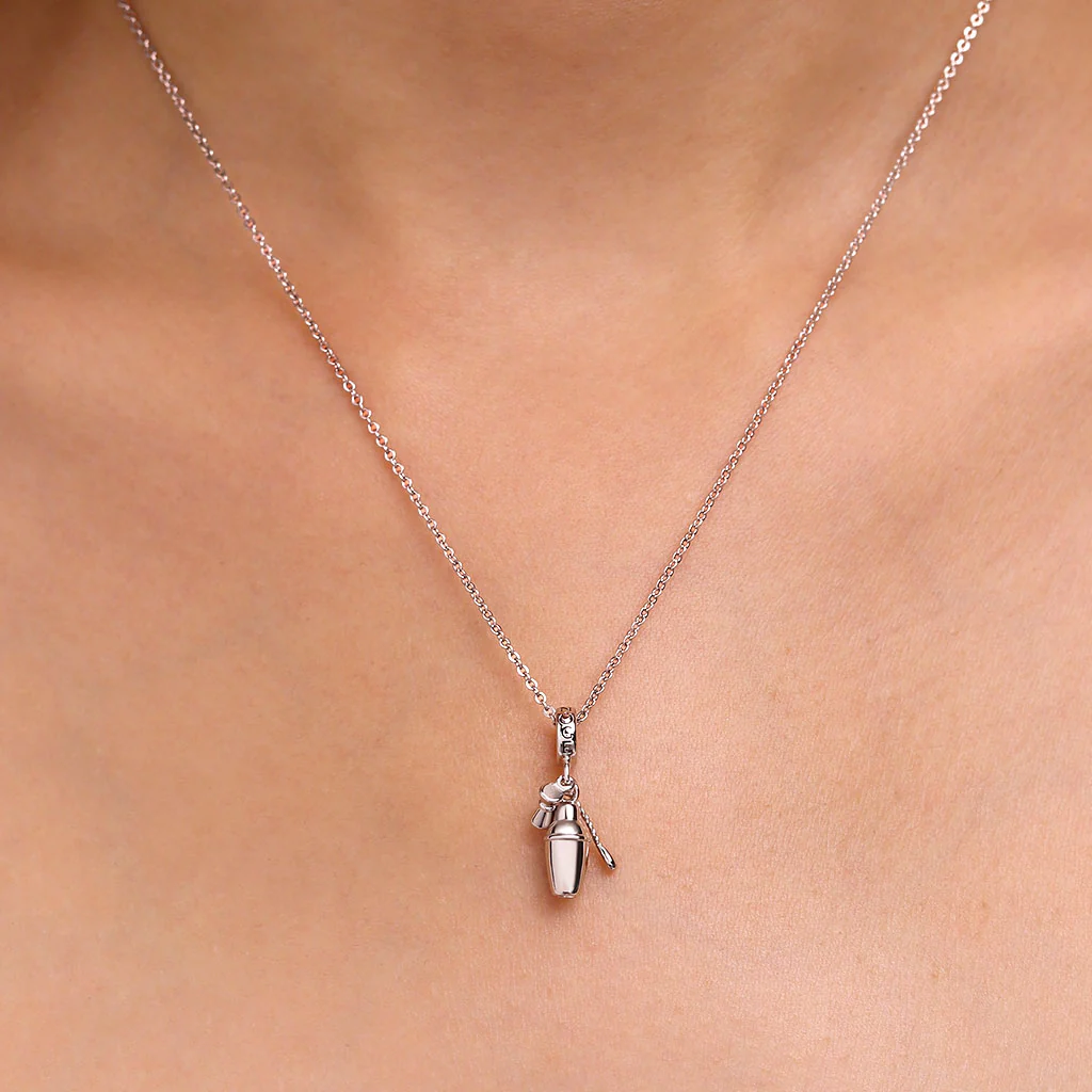 Gnoce Cocktail Shaker Suit Charm Platinum-plated Silver Blend - Image 2