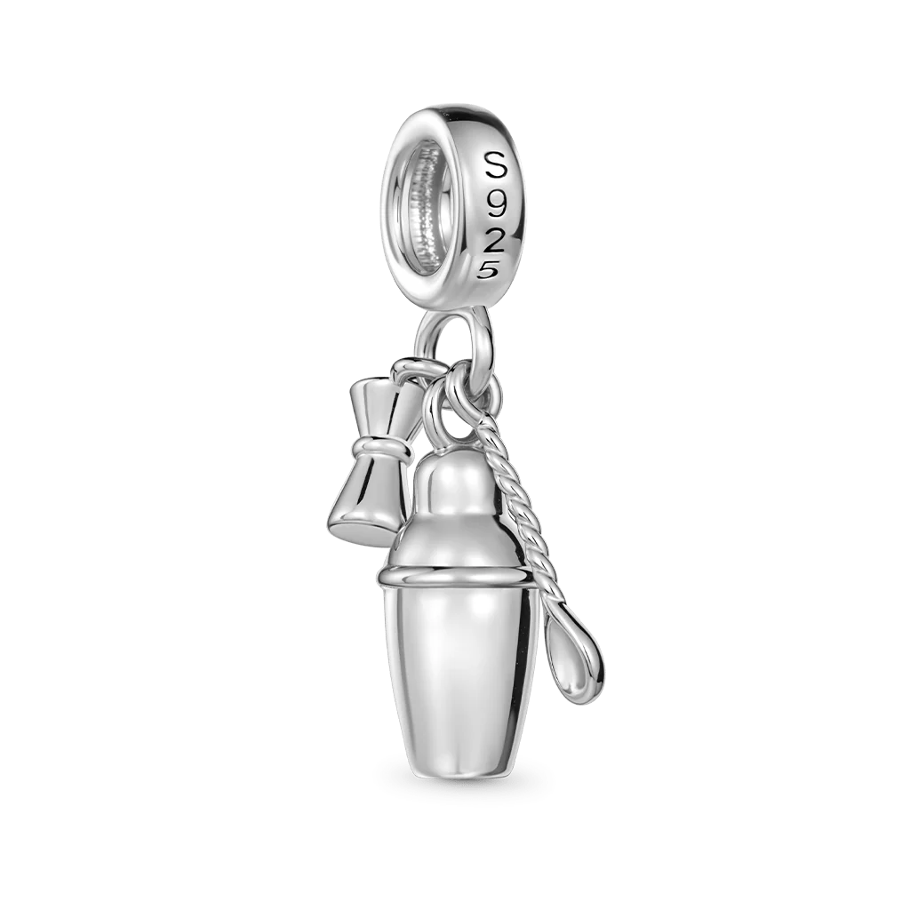 Gnoce Cocktail Shaker Suit Charm Platinum-plated Silver Blend - Image 5