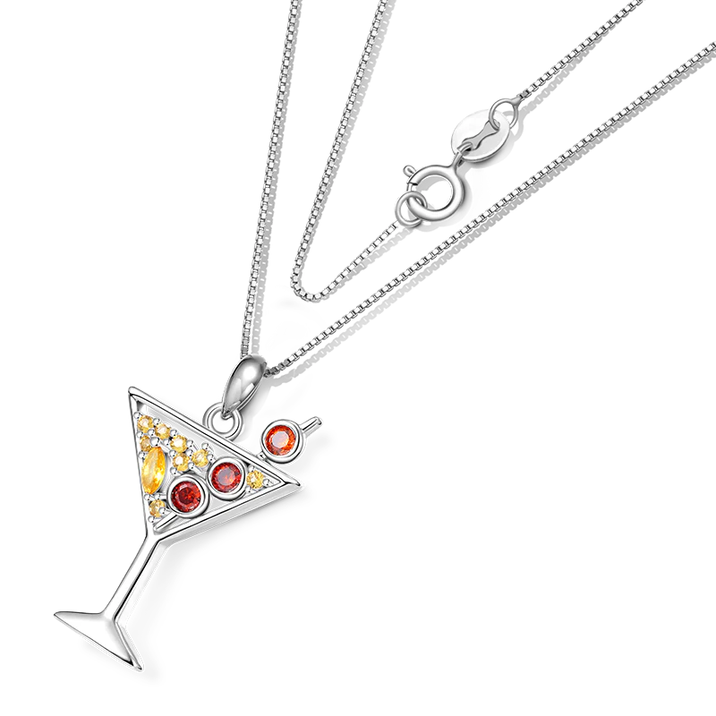 Gnoce Sparkling Cocktail Stemware Necklace Platinum-plated Silver Blend - Image 2