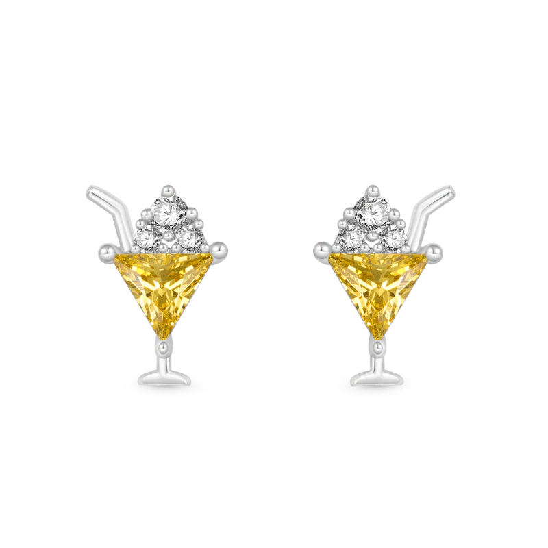 Gnoce Cocktail Stud Earrings Platinum-plated Silver Blend