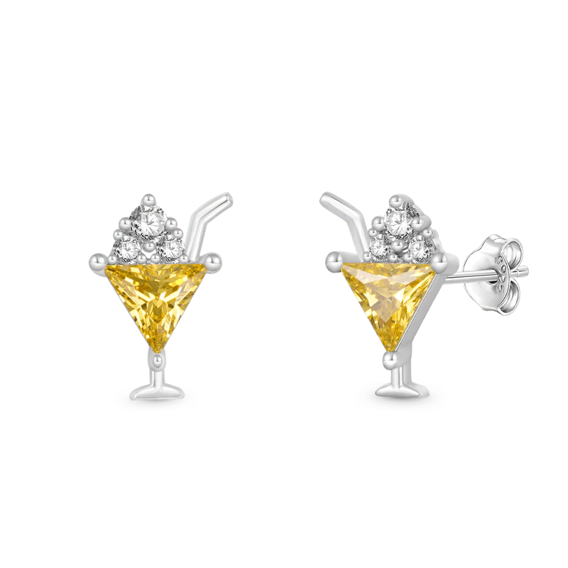 Gnoce Cocktail Stud Earrings Platinum-plated Silver Blend - Image 2