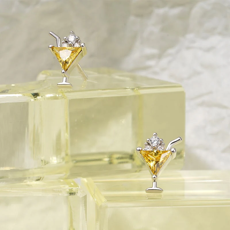 Gnoce Cocktail Stud Earrings Platinum-plated Silver Blend - Image 3