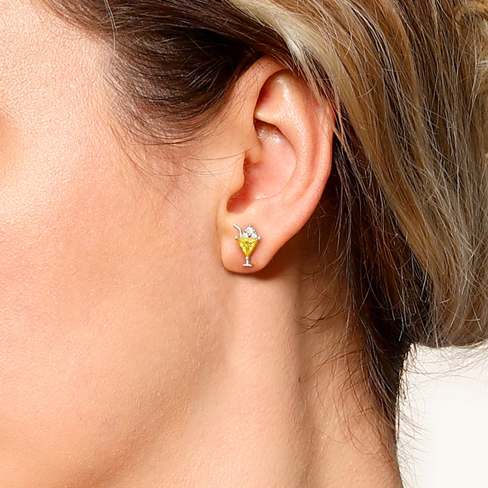 Gnoce Cocktail Stud Earrings Platinum-plated Silver Blend - Image 5