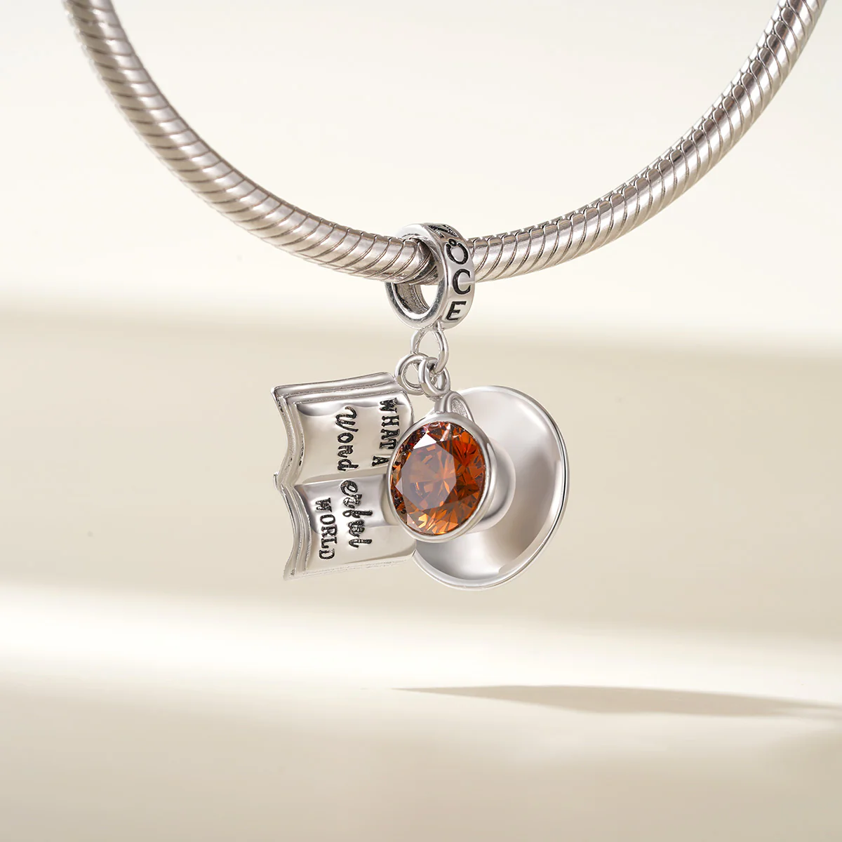 Gnoce Leisure Time Coffee Cup& Book Pendant Dangle Charm - Image 3