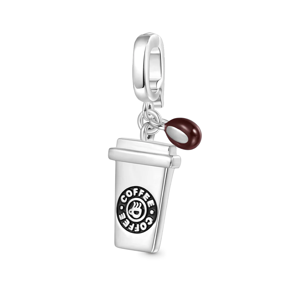 Gnoce Coffee Cup Clasp Clusters Charm Platinum-plated Silver Blend