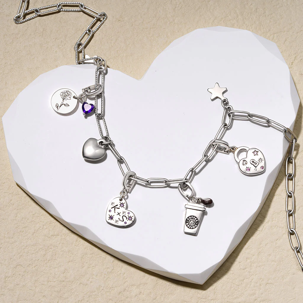 Gnoce Coffee Cup Clasp Clusters Charm Platinum-plated Silver Blend - Image 3