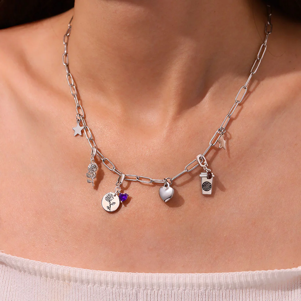 Gnoce Coffee Cup Clasp Clusters Charm Platinum-plated Silver Blend - Image 5