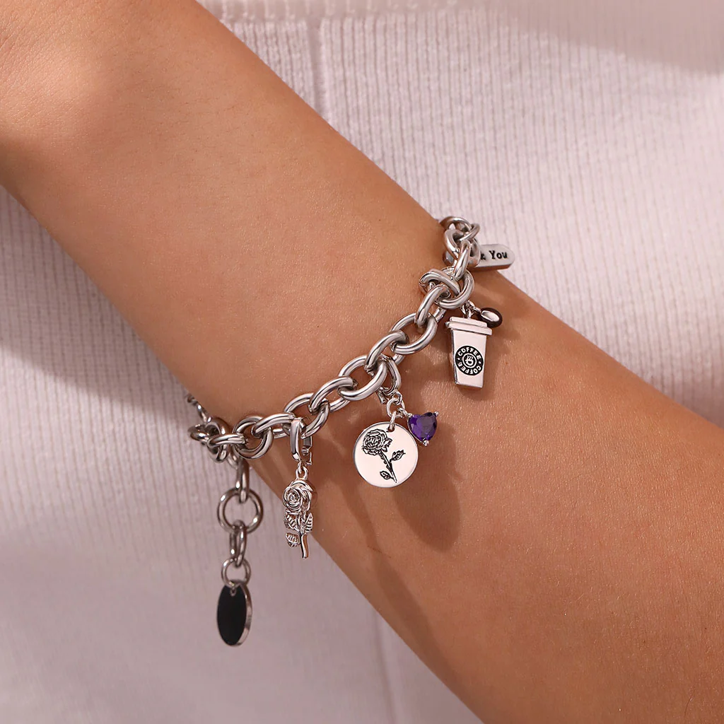 Gnoce Coffee Cup Clasp Clusters Charm Platinum-plated Silver Blend - Image 6