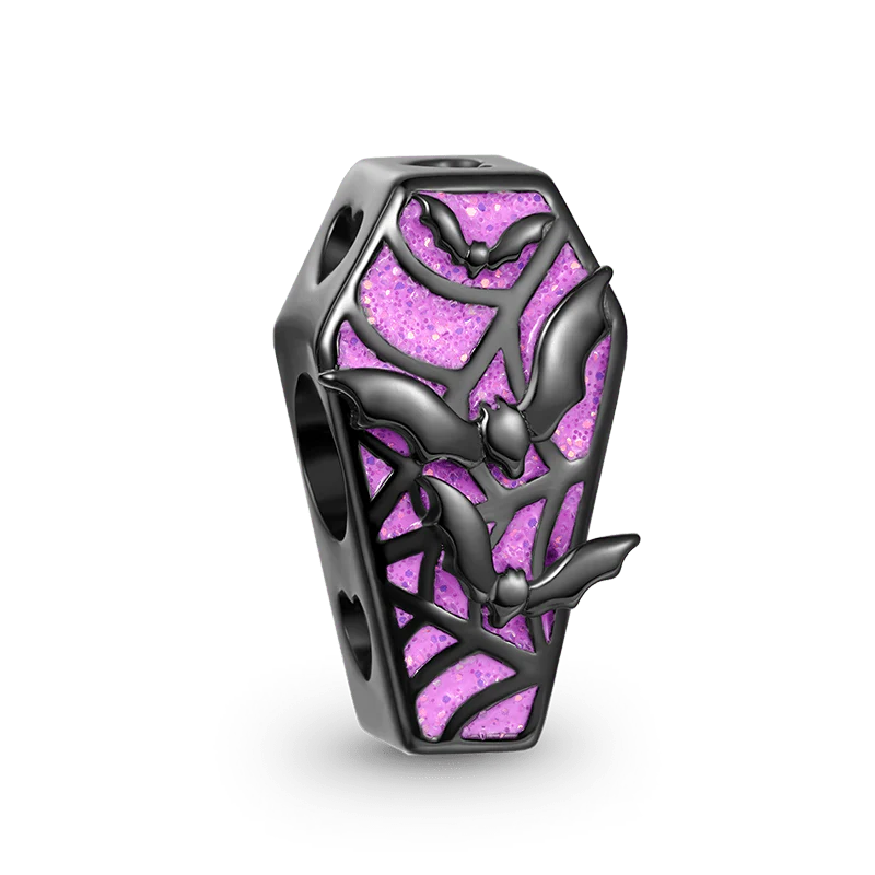 Gnoce Halloween Bat Coffin Charm Platinum-plated Silver Blend - Image 2