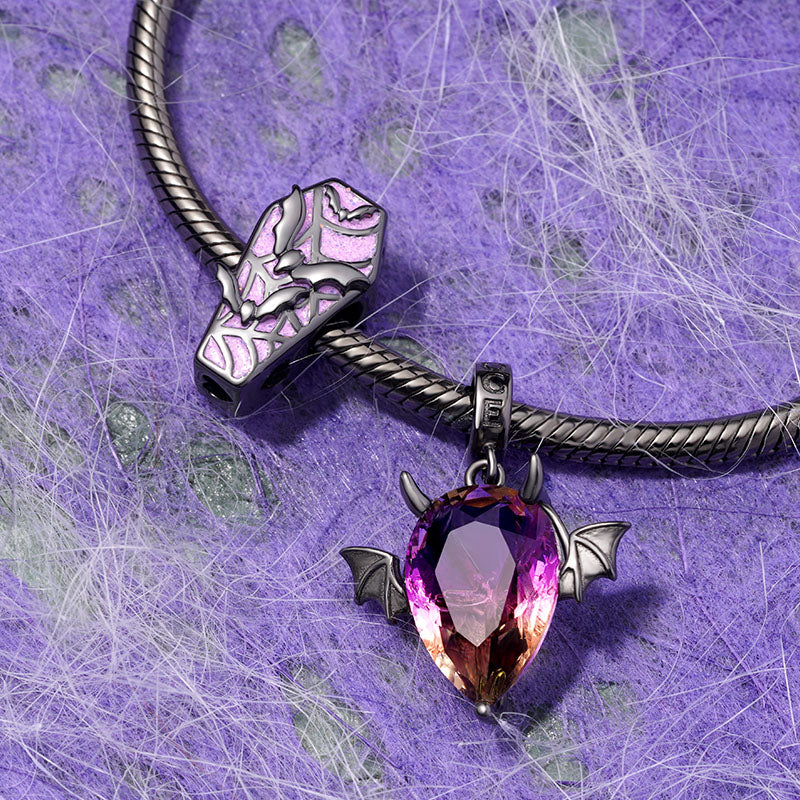 Gnoce Halloween Bat Coffin Charm Platinum-plated Silver Blend - Image 5