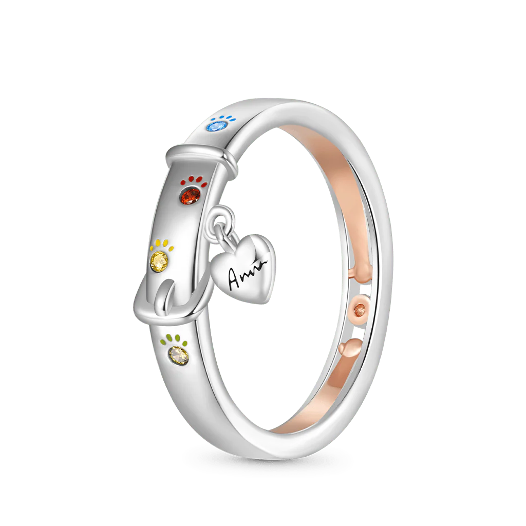 Gnoce Collar Paw Print Engravable Band Ring - Image 3