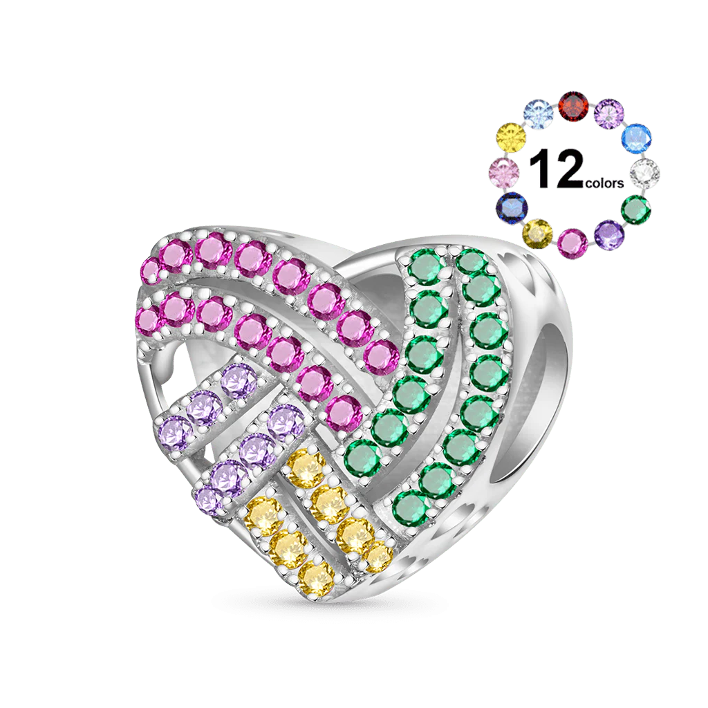 Gnoce Color CZ Embers Birthstone Charm Platinum-plated Silver Blend