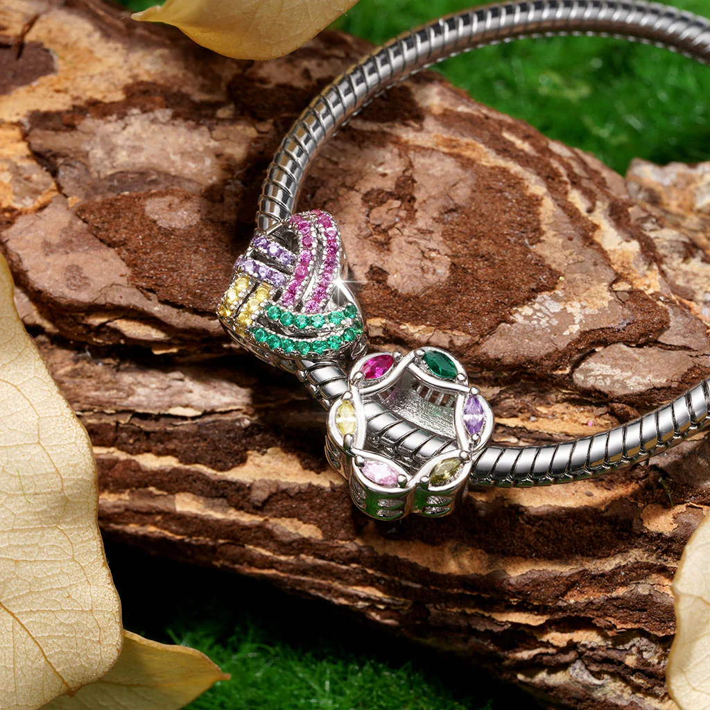 Gnoce Color CZ Embers Birthstone Charm Platinum-plated Silver Blend - Image 4