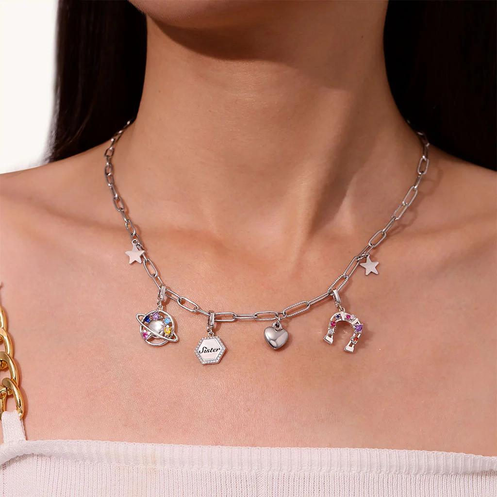 Gnoce Color Planet Clasp Clusters Charm Platinum-plated Silver Blend - Image 5