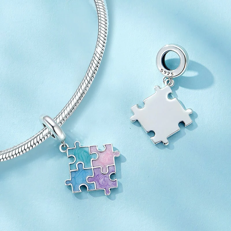 Gnoce Macaron Color Puzzle Pendant Dangle Charm - Image 2