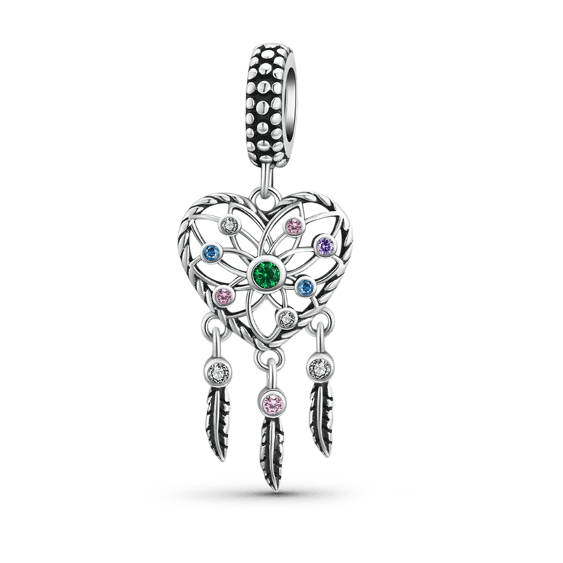 Colorful Dreamcatcher Pendant Dangle Charm Sterling Silver