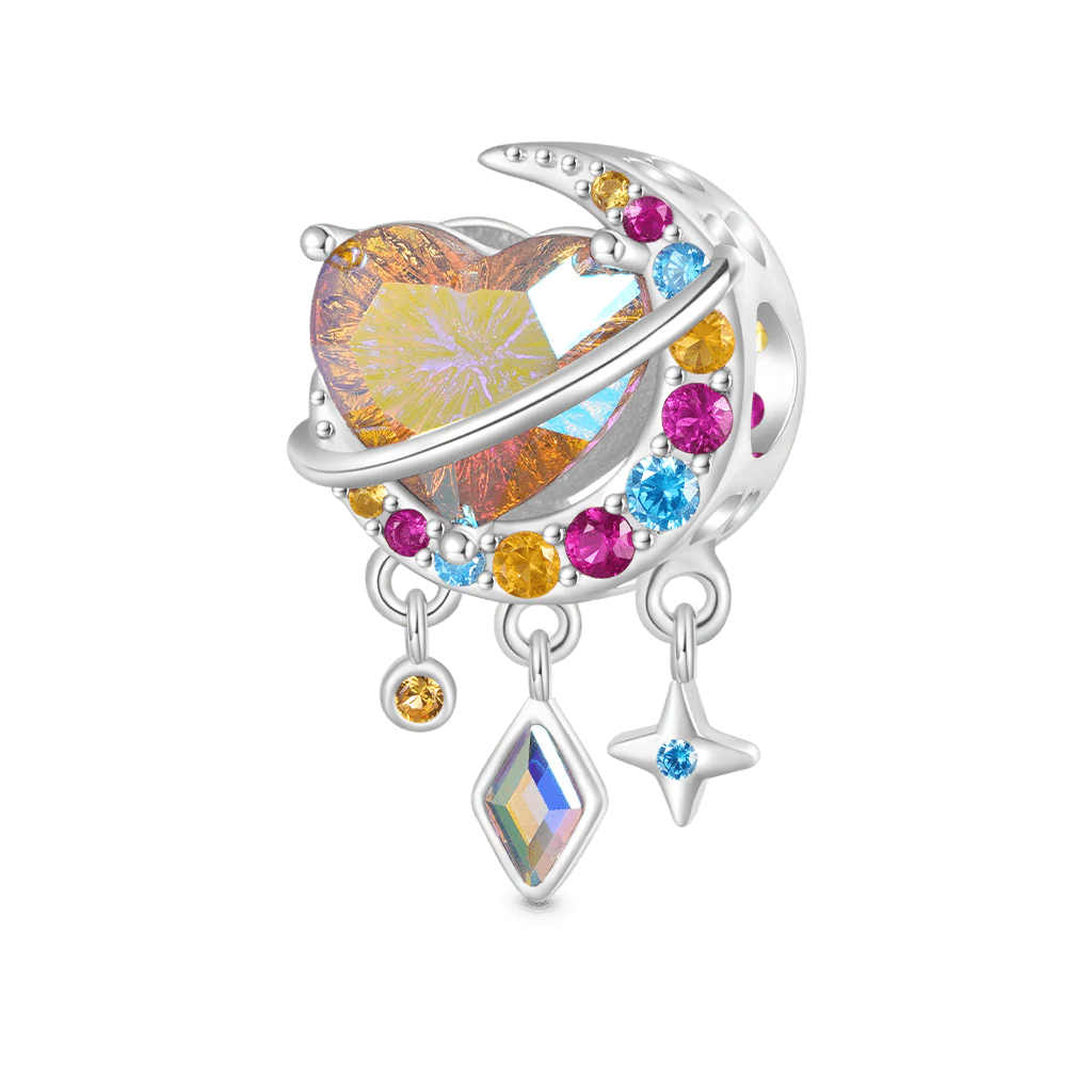 Gnoce Colorful Heart Surround The Moon Charm