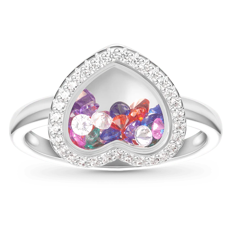 Gnoce Confetti Shaker Heart-cut Ring Platinum-plated Silver Blend