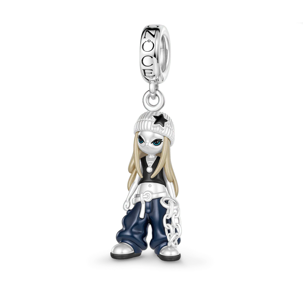 Gnoce Cool Girl Charm Platinum-plated Silver Blend